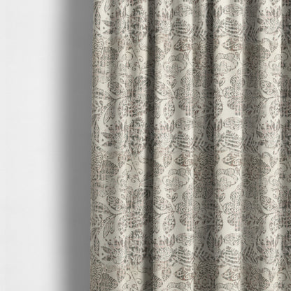 Floral Detailed Pattern In Pink Grey Colour Chenille Jacquard Furniture Fabric JO-929 - Made To Measure Curtains