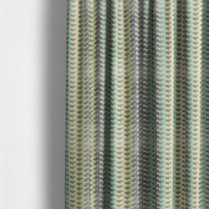 Ziani Cut Velvet Fabric In Geometric Pattern Winter Yellow Teal Purple Grey Colour JO-93 - Made To Measure Curtains