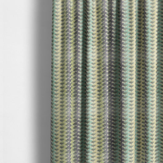 Ziani Cut Velvet Fabric In Geometric Pattern Winter Yellow Teal Purple Grey Colour JO-93 - Made To Measure Curtains