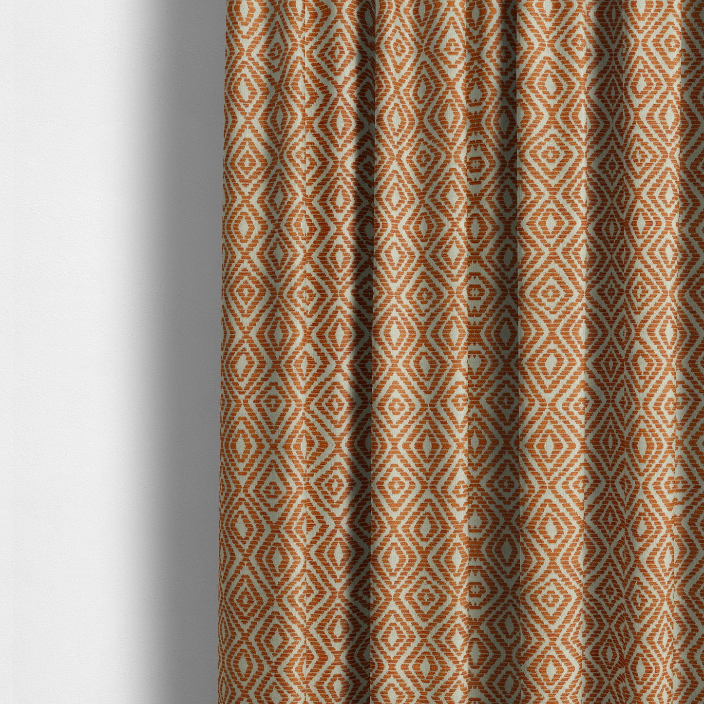 Geometric Diamond Modern Pattern In Orange Colour Chenille Upholstery Fabric JO-932 - Made To Measure Curtains