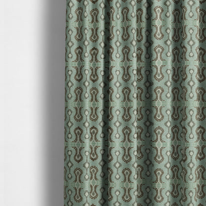 Small Geometric Pattern Aqua Blue Colour Chenille Upholstery Fabric JO-934 - Made To Measure Curtains