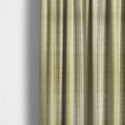 Striped Pattern In Green Grey Colour Velvet Upholstery Fabric JO-935 - Made To Measure Curtains