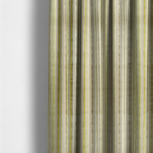 Striped Pattern In Green Grey Colour Velvet Upholstery Fabric JO-935 - Made To Measure Curtains