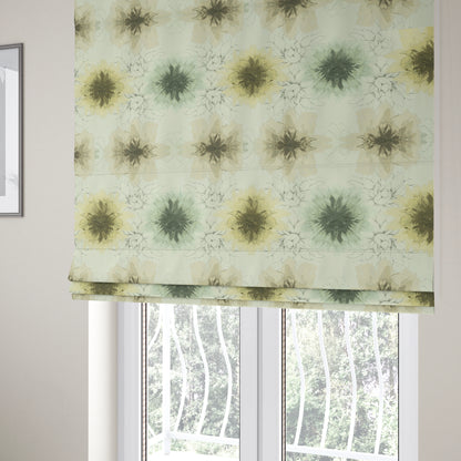 Brown Yellow Blue Colour Floral Theme Pattern Chenille Upholstery Fabric JO-936 - Roman Blinds