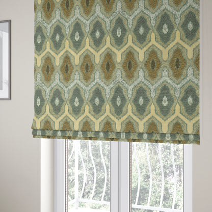 Decorative Weave Geometric Yellow Blue  Colour Pattern Jacquard Fabric JO-939 - Roman Blinds