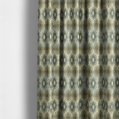 Decorative Weave Geometric Yellow Blue Colour Pattern Jacquard Fabric JO-940 - Made To Measure Curtains