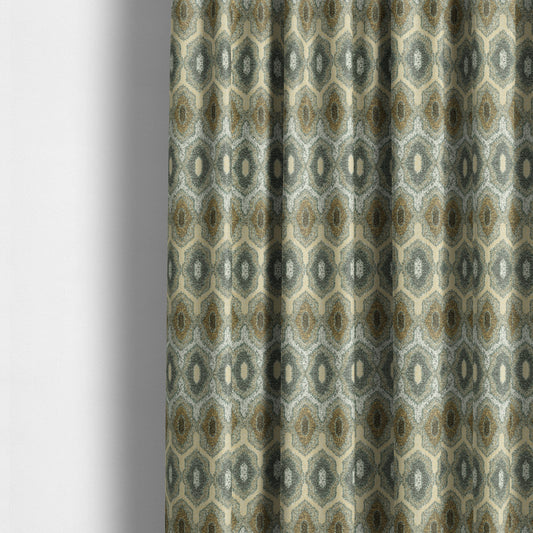 Decorative Weave Geometric Yellow Blue Colour Pattern Jacquard Fabric JO-940 - Made To Measure Curtains