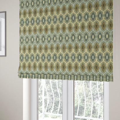 Decorative Weave Geometric Yellow Blue Colour Pattern Jacquard Fabric JO-940 - Roman Blinds