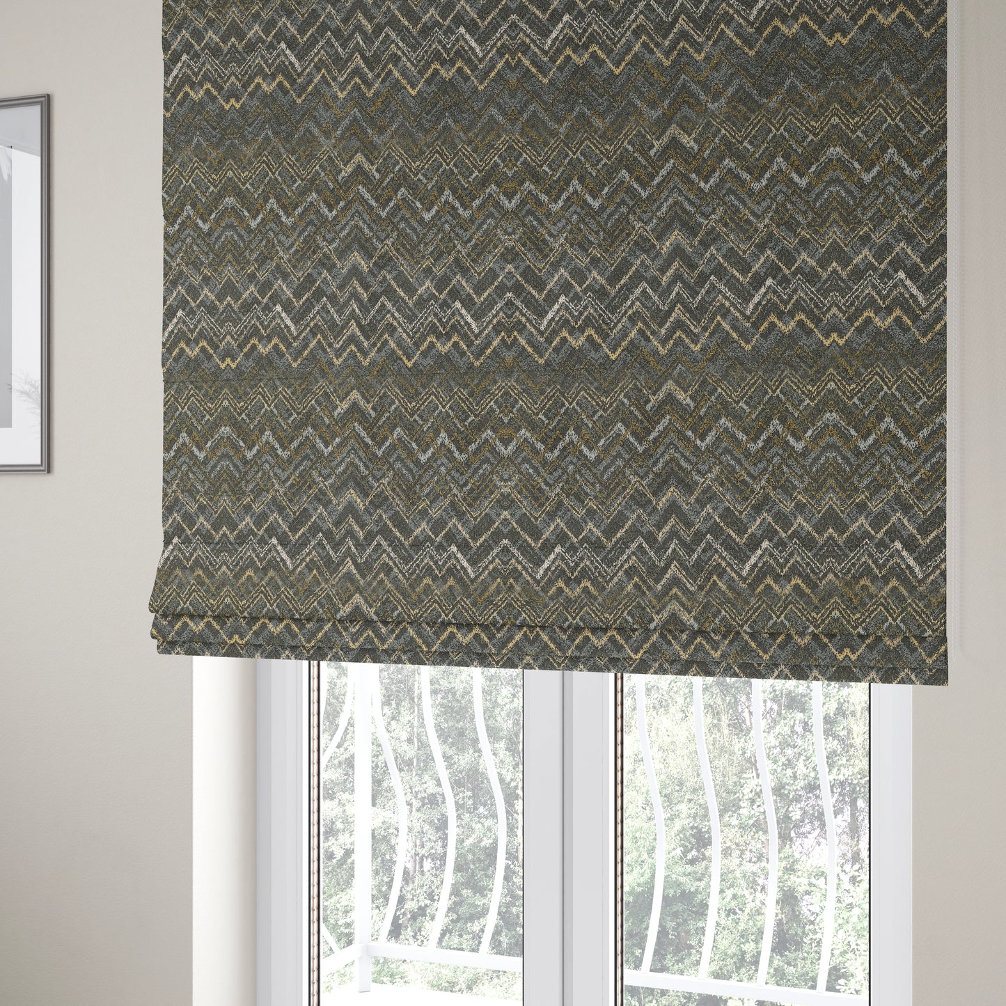 Elwin Decorative Weave Green Blue Colour Waves Pattern Jacquard Fabric JO-947 - Roman Blinds