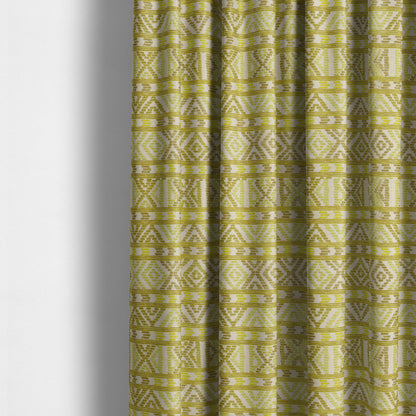 Tribal Aztec Pattern Green Colour Chenille Upholstery Fabric JO-949 - Made To Measure Curtains