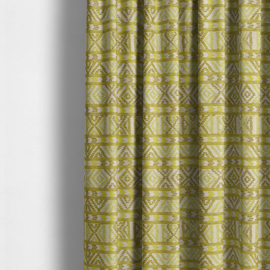 Tribal Aztec Pattern Green Colour Chenille Upholstery Fabric JO-949 - Made To Measure Curtains