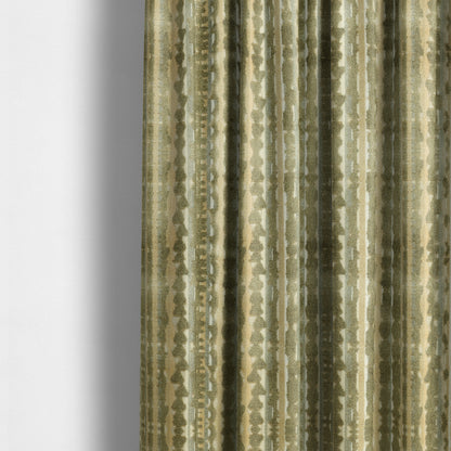 Faded Striped Pattern In Green Grey Colour Velvet Upholstery Fabric JO-950 - Made To Measure Curtains