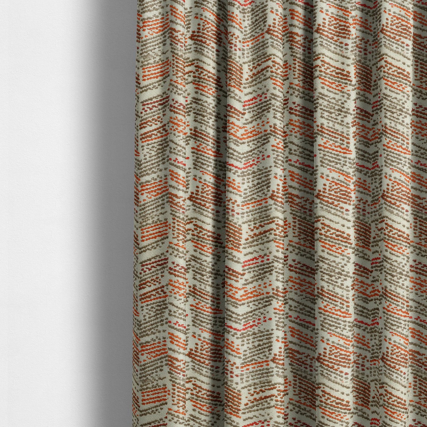 Small Stripe Pattern Orange Red Colour Chenille Upholstery Fabric JO-952 - Made To Measure Curtains