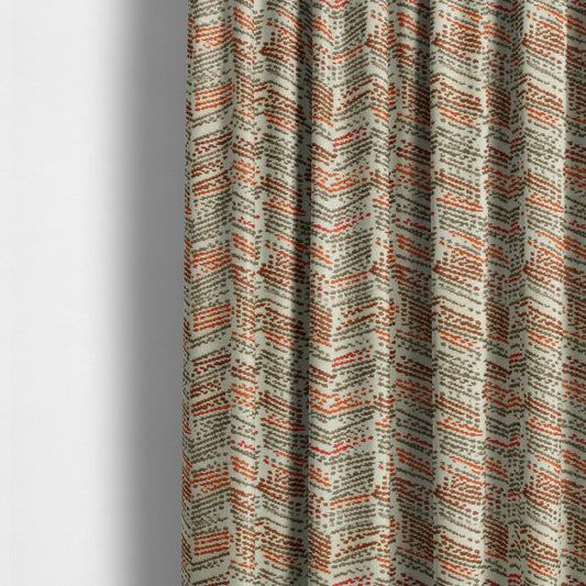 Small Stripe Pattern Orange Red Colour Chenille Upholstery Fabric JO-952 - Made To Measure Curtains