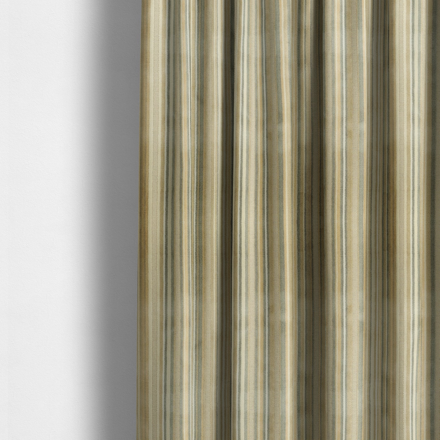 Striped Pattern In Beige Grey Colour Velvet Upholstery Fabric JO-959 - Made To Measure Curtains