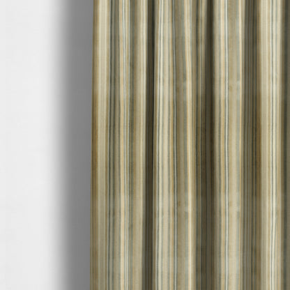 Striped Pattern In Beige Grey Colour Velvet Upholstery Fabric JO-959 - Made To Measure Curtains