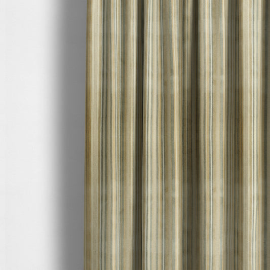 Striped Pattern In Beige Grey Colour Velvet Upholstery Fabric JO-959 - Made To Measure Curtains