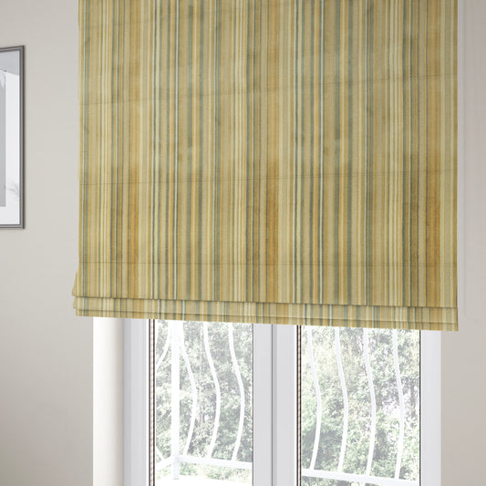 Striped Pattern In Beige Grey Colour Velvet Upholstery Fabric JO-959 - Roman Blinds