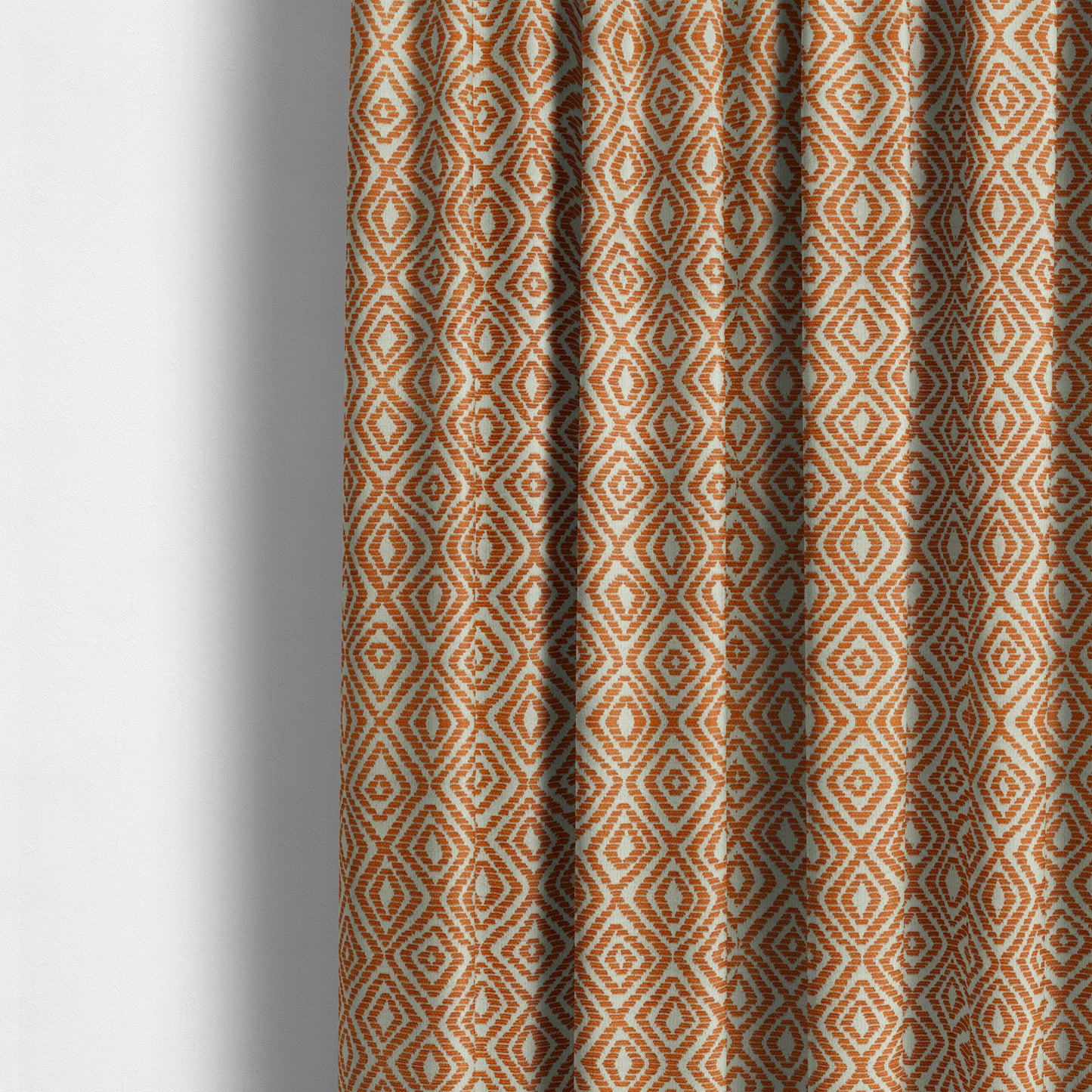 Geometric Diamond Modern Pattern In Orange Colour Chenille Upholstery Fabric JO-962 - Made To Measure Curtains