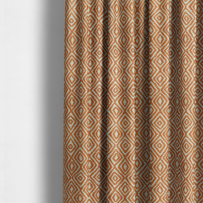 Geometric Diamond Modern Pattern In Orange Colour Chenille Upholstery Fabric JO-962 - Made To Measure Curtains