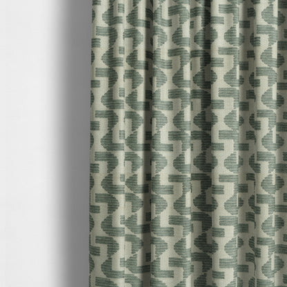 Geometric Modern Pattern In Grey Colour Chenille Upholstery Fabric JO-969 - Made To Measure Curtains