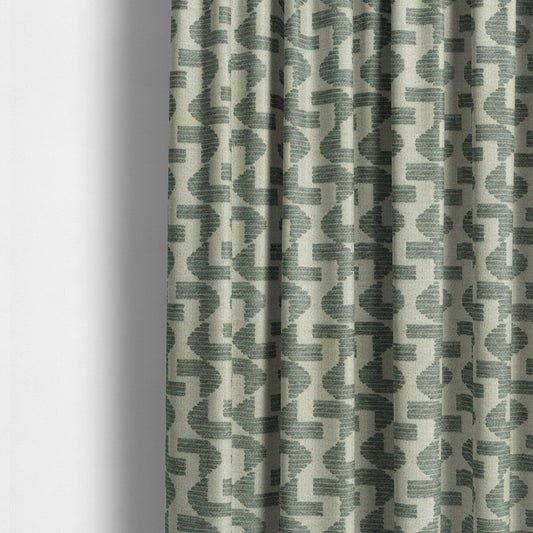 Geometric Modern Pattern In Grey Colour Chenille Upholstery Fabric JO-969 - Made To Measure Curtains