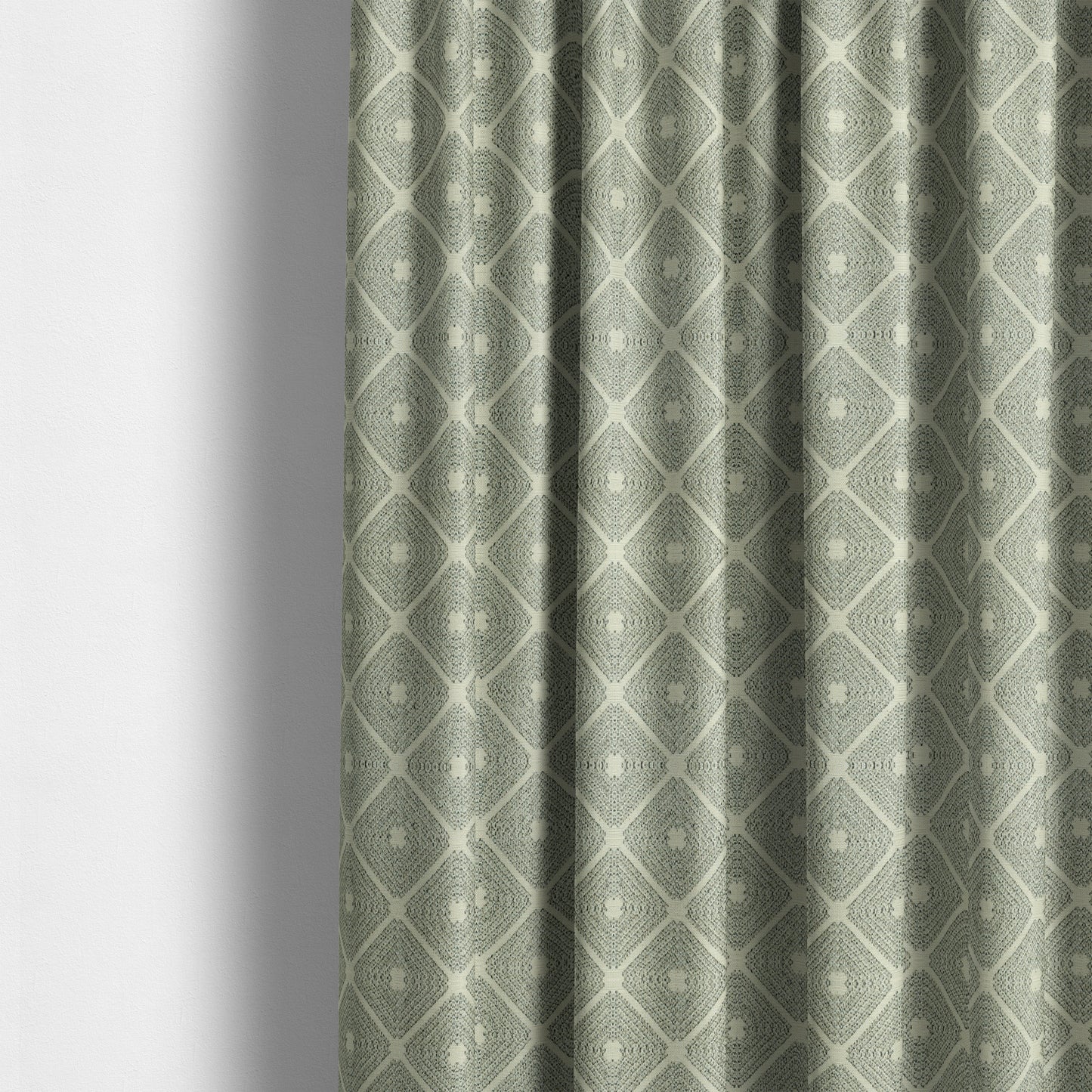 Diamond Geometric Pattern In Grey Colour Chenille Upholstery Furnishing Fabric JO-973 - Made To Measure Curtains