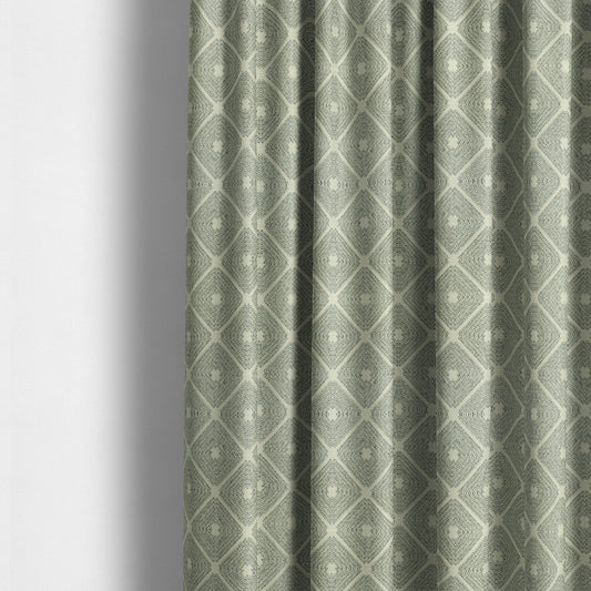 Diamond Geometric Pattern In Grey Colour Chenille Upholstery Furnishing Fabric JO-973 - Made To Measure Curtains