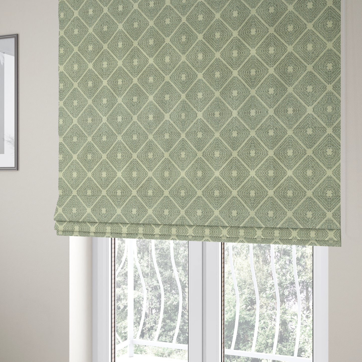 Diamond Geometric Pattern In Grey Colour Chenille Upholstery Furnishing Fabric JO-973 - Roman Blinds