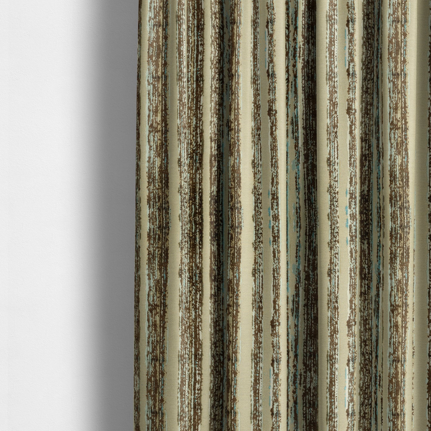 Faded Stripes Pattern In Blue Brown Colour Velvet Upholstery Fabric JO-975 - Made To Measure Curtains