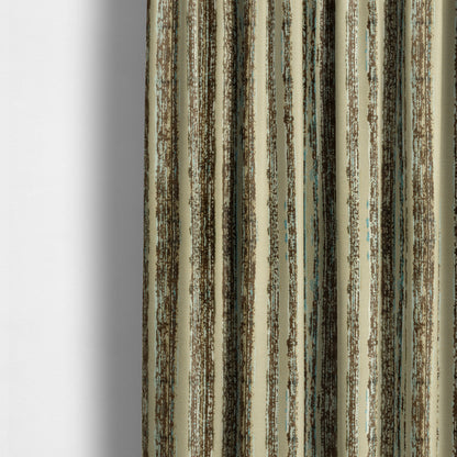 Faded Stripes Pattern In Blue Brown Colour Velvet Upholstery Fabric JO-975 - Made To Measure Curtains