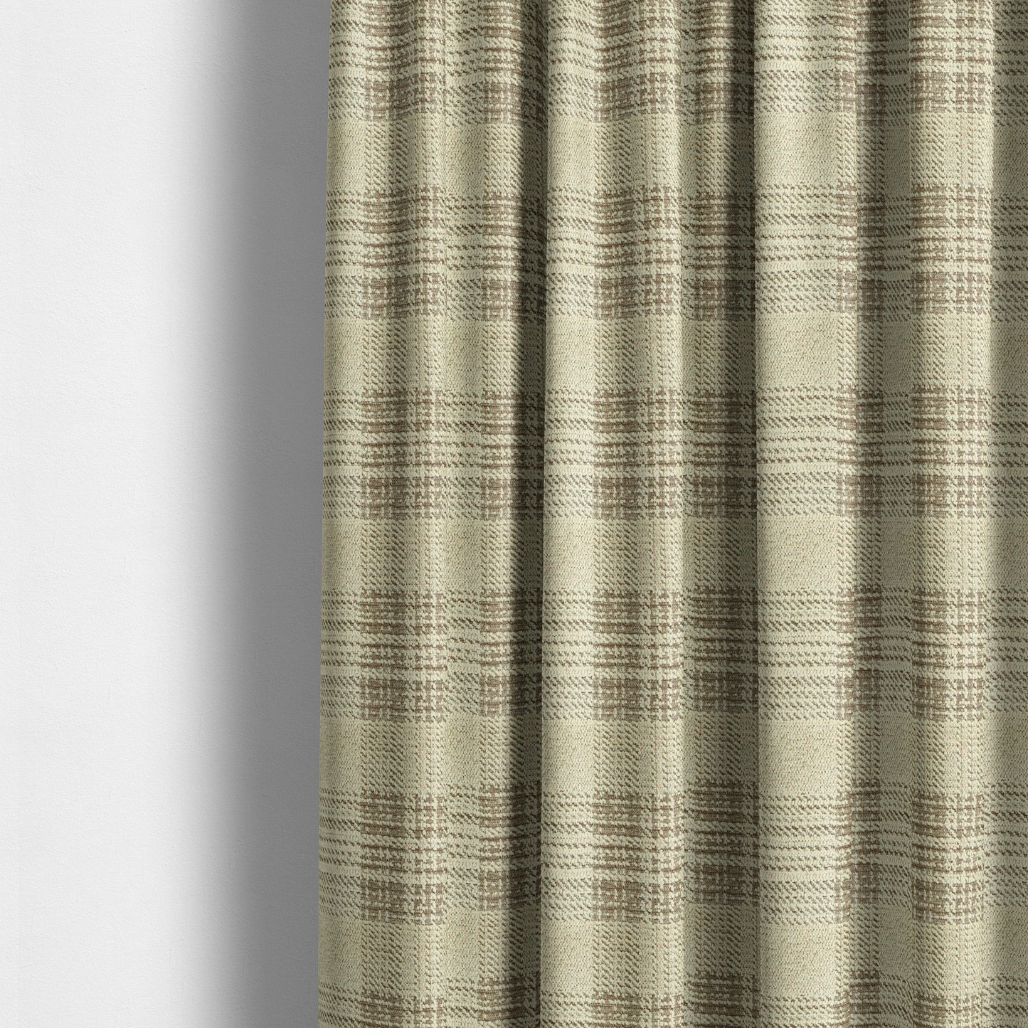 Voyage Of Checked Tartan Pattern In Cream Colour Woven Soft Chenille Upholstery Fabric JO-978 - Made To Measure Curtains