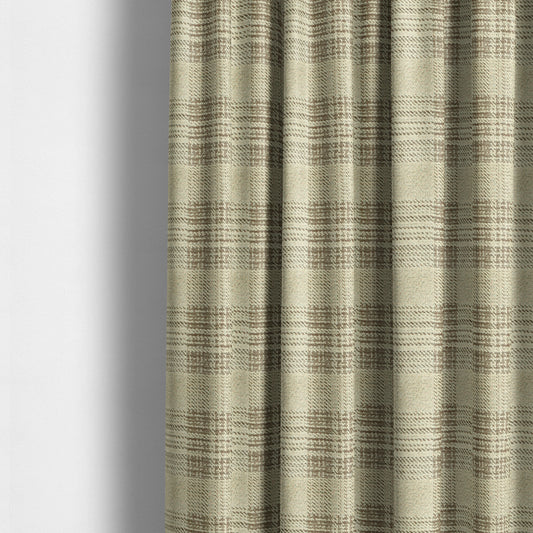 Voyage Of Checked Tartan Pattern In Cream Colour Woven Soft Chenille Upholstery Fabric JO-978 - Made To Measure Curtains