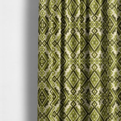 Kilim Pattern Cut Velvet Material Green Coloured Upholstery Fabric JO-979 - Made To Measure Curtains