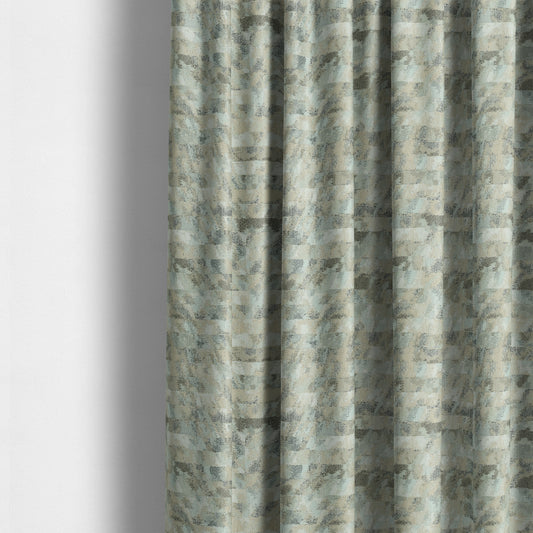 Saphira White Beige Blue Multi Colour Designer Brushed Pattern Soft Chenille Upholstery Fabric JO-98 - Made To Measure Curtains