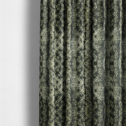 Abstract Spiral Pattern Velvet Material Black Beige Upholstery Fabric JO-987 - Made To Measure Curtains