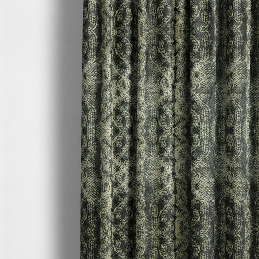 Abstract Spiral Pattern Velvet Material Black Beige Upholstery Fabric JO-987 - Made To Measure Curtains