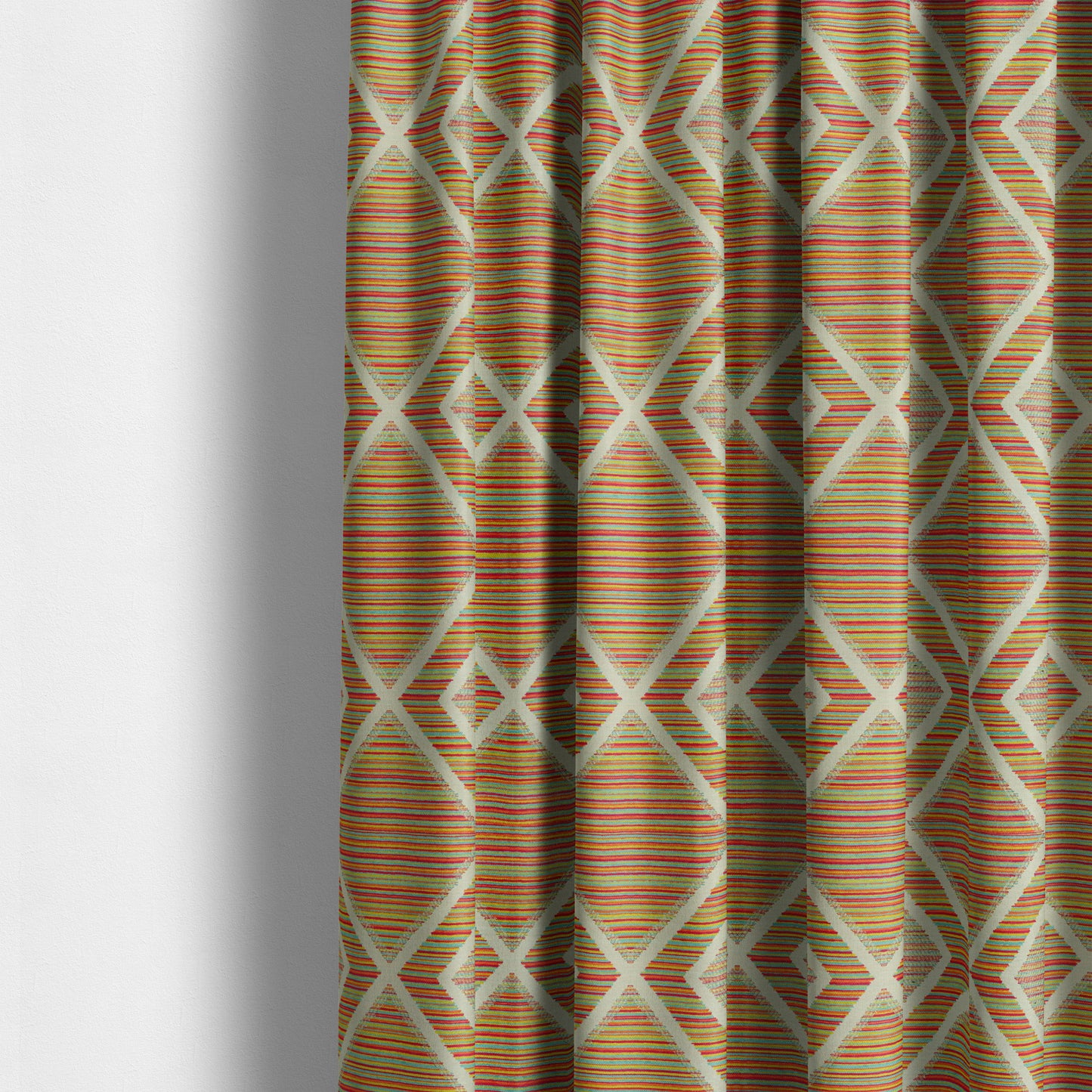 Geometric Modern Cubed Pattern Multicoloured Chenille Upholstery Fabric JO-988 - Made To Measure Curtains