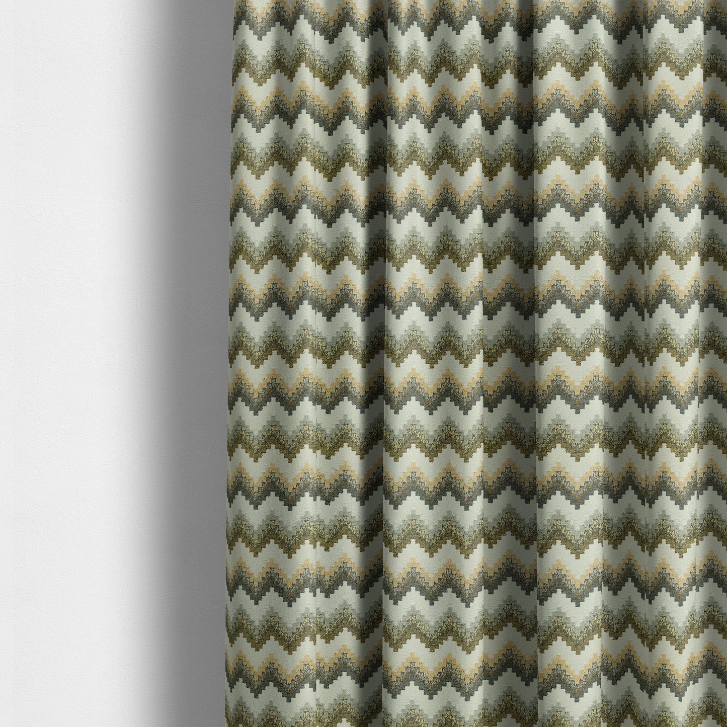 Chevron Pattern Material Grey Yellow Upholstery Fabric JO-989 - Made To Measure Curtains