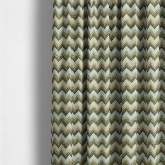 Chevron Pattern Material Grey Yellow Upholstery Fabric JO-989 - Made To Measure Curtains