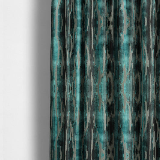 Modern Abstract Pattern In Blue Velvet Furnishing Upholstery Fabric JO-995 - Made To Measure Curtains