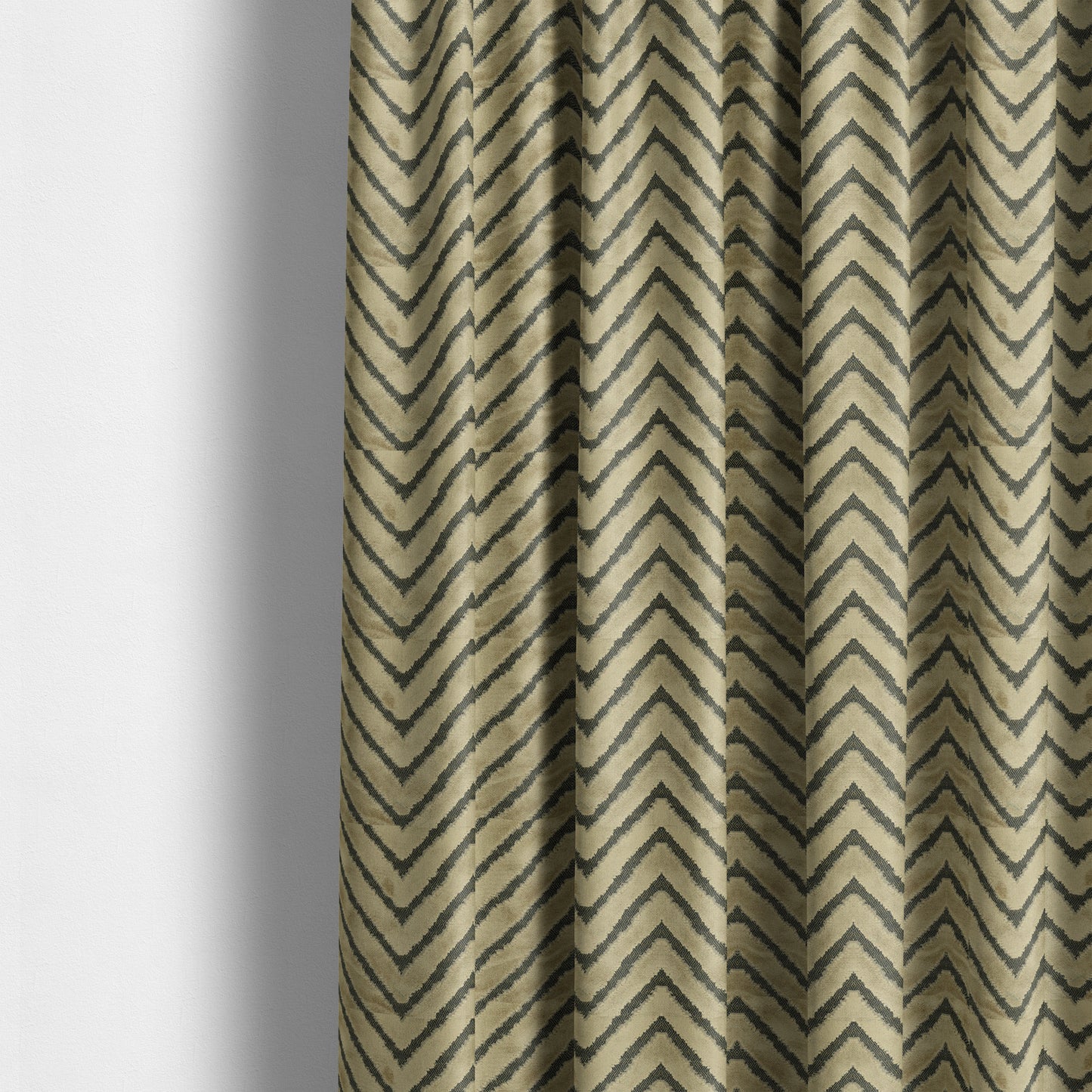 Chevron Pattern In Golden Brown Velvet Material Furnishing Upholstery Fabric JO-996 - Made To Measure Curtains