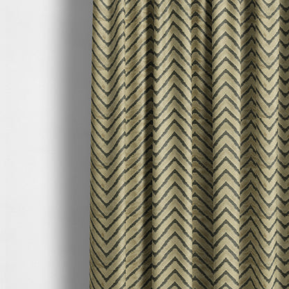 Chevron Pattern In Golden Brown Velvet Material Furnishing Upholstery Fabric JO-996 - Made To Measure Curtains