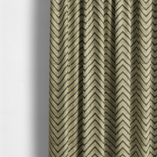 Chevron Pattern In Golden Brown Velvet Material Furnishing Upholstery Fabric JO-996 - Made To Measure Curtains