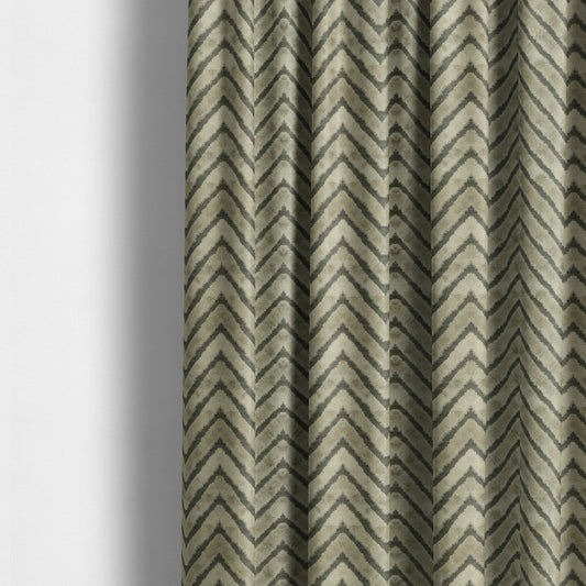 Chevron Pattern In Grey Velvet Material Furnishing Upholstery Fabric JO-997 - Made To Measure Curtains