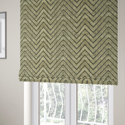 Chevron Pattern In Grey Velvet Material Furnishing Upholstery Fabric JO-997 - Roman Blinds