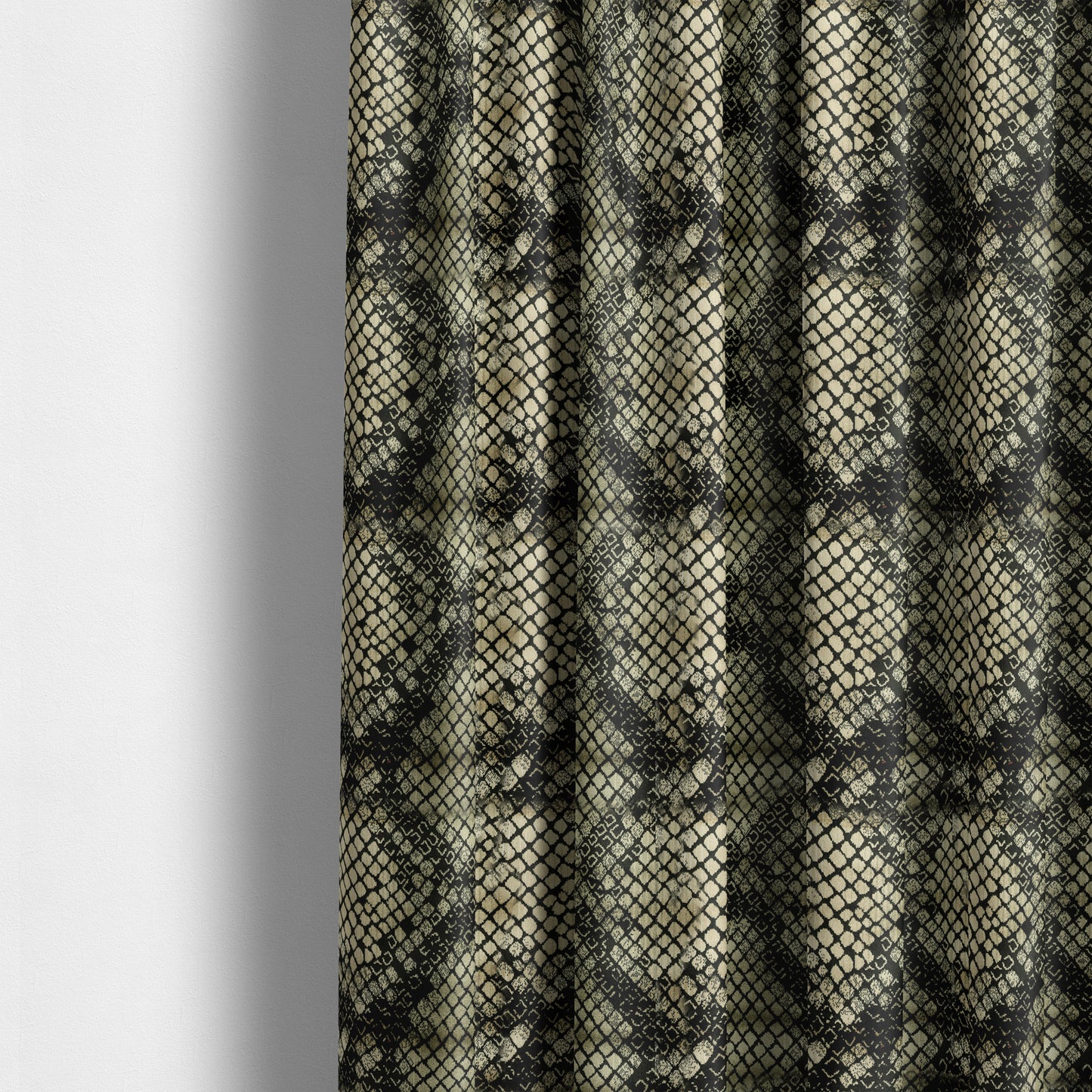 Snake Scales Pattern In Black Beige Velvet Material Furnishing Upholstery Fabric JO-998 - Made To Measure Curtains