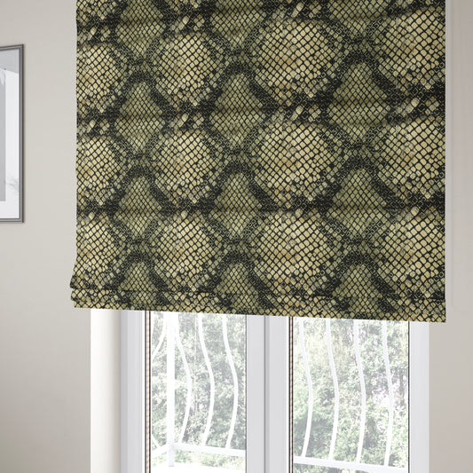 Snake Scales Pattern In Black Beige Velvet Material Furnishing Upholstery Fabric JO-998 - Roman Blinds