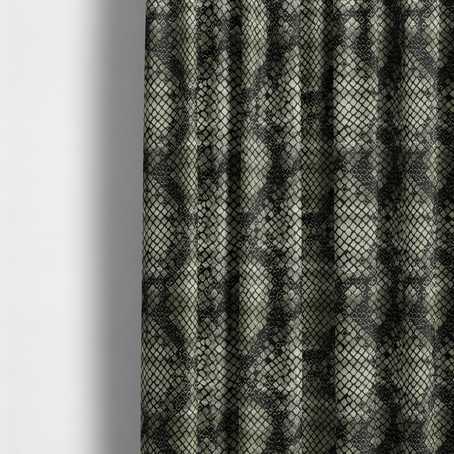 Snake Scales Pattern In Black Grey Velvet Material Furnishing Upholstery Fabric JO-999 - Made To Measure Curtains