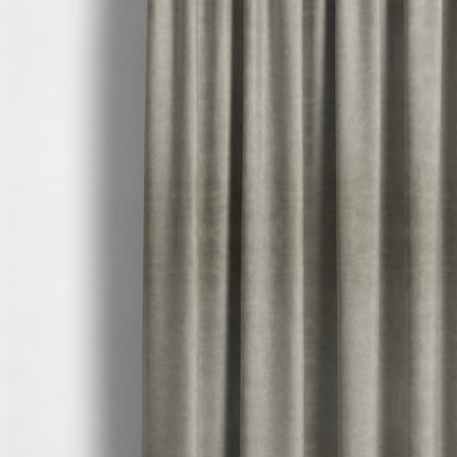 Kansas Distressed Silver Coloured Velour Velvet Upholstery Curtains Fabric - Made To Measure Curtains